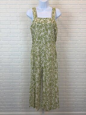 Monteau Los Angeles Green Print Wide-Leg Jumpsuit Medium